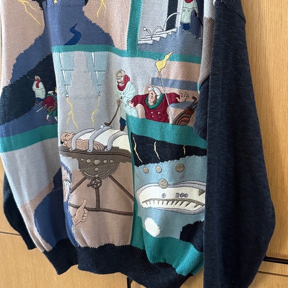 VINTAGE MIMI SPIRIT Mens KNIT WOOL Frankenstein SWEATER Size Large - Picture 5 of 9